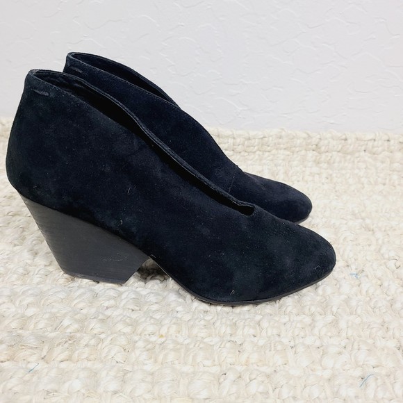 Eileen Fisher Nelson Ankle Bootie 7.5 Black Suede Slip-On Closed-Toe Block Heel - Picture 3 of 7